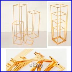 Tall Gold Rectangle Metal Flower Plant Stand Outdoor Indoor Wedding Decoration