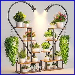 Tall Tiered Metal Plant Stand with Grow Lights for Indoor Plants Multiple, Large