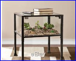 Terrarium Display Side Table Plants Rock Garden Metal Glass Coffee End Stand New
