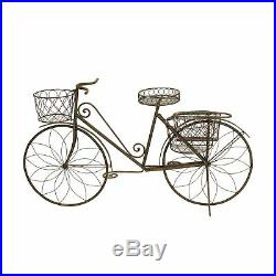 Traditional 31 x 56 Inch Brown Metal Bicycle Planter by Silver 56w x 6d x 31h