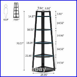 Tribesigns 70inch Tall Corner Shelf 5 Tier Modern Ladder Shelf Plant Stand Black
