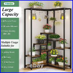 Tribesigns 71 Tall Wood Indoor Corner Plant Stand with Metal Frame for Balcony