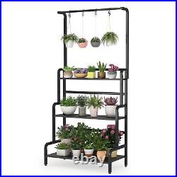 Tribesigns Black 3-Tier Hanging Plant Stand with Flower Pot Organizer for Patio