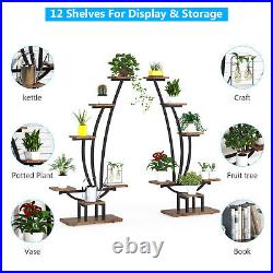 Tribesigns Metal Plant Stand Indoor Outdoor Garden, Balcony Curved Display Shelf