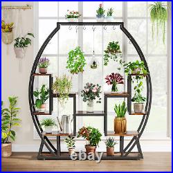 Tribesigns Multi-Tiered Indoor Plant Stand Flower Bonsai Display Rack with Hooks