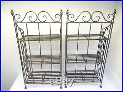 Two Metal Black Light Iron Folding Collapsible Decorative Garden Shelves Stands