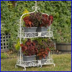 Two Tier Rectangular Ornate Metal Plant Stand