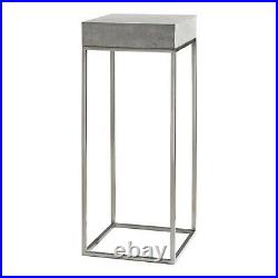Two Urban Modern Stainless Steel Pedestal Display Table Thick Concrete Top