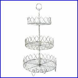 Unique Antique White 3 TIER Metal Plant Display Stand Indoor Tabletop Decor New