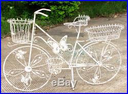 Unique Iron Butterfly Bicycle Wedding Planter With 5 Bins Antique White