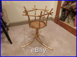 VINTAGE Metal Faux Bamboo Chinese Design Gold Plant Stand Holder 21T