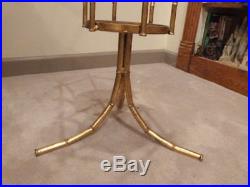 VINTAGE Metal Faux Bamboo Chinese Design Gold Plant Stand Holder 21T