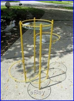 VINTAGE Mid Century Modern Metal 4 Tiered Plant Stand Table, Glass Tops, MCM