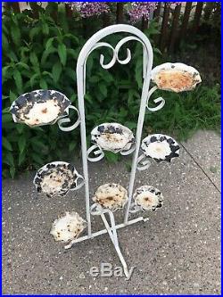 VTG 8 Tier Metal Plant Stand Candle Side Table Garden 21 x 39 Shabby Chic Rusty