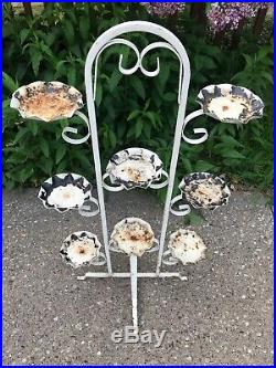 VTG 8 Tier Metal Plant Stand Candle Side Table Garden 21 x 39 Shabby Chic Rusty