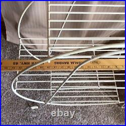 VTG Metal CIRCLE Retro PLANT STAND shelf White Wire 3 Tier Vinyl Rust Proof Mcm