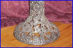 VTG Silver Plate Acorn Metal Sculpture Plant Stand Bowl Pedestal Pierced In/Out