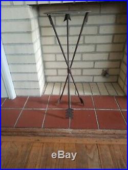 VTG Wrought Iron Metal Crossed Triple Arrows Table 8 1/2 Plant Stand 22 Tall