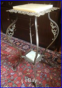 Victorian Alabaster (or Onyx) & Metal Plant/Fern Stand (circa early 1900s)