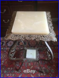 Victorian Alabaster (or Onyx) & Metal Plant/Fern Stand (circa early 1900s)