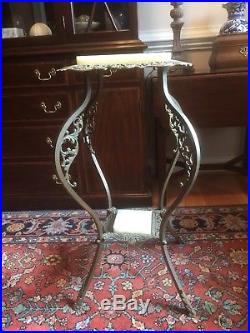 Victorian Alabaster (or Onyx) & Metal Plant/Fern Stand (circa early 1900s) (#2)