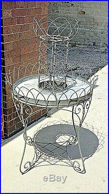 Victorian Antique Metal wire Art Round Plant flower Standing