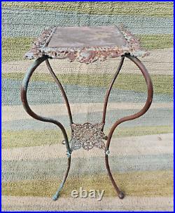 Victorian Antique Slate Cast Iron And Brass Fern Plant Stand Table Art Nouveau