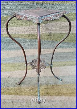 Victorian Antique Slate Cast Iron And Brass Fern Plant Stand Table Art Nouveau