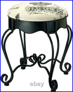 Victorian Royal Paris Black Iron Vanity Stool, Seat Chair Plant Stand Nib