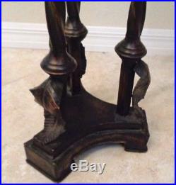 Victorian Style Black Gold Twisted Wrought Iron Metal 34 Tall Plant Stand Tray