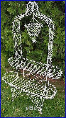 Victorian Twisted Wire Plant Stand Metal White Late 19th Century