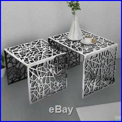 VidaXL Set of 2 Aluminum Side Coffee Accent End Nesting Tables Lamp Plant Stand