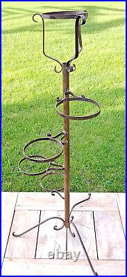 Vintage 1940's 5-Tier Wrought Iron Spiral Metal Handmade Plant Stand