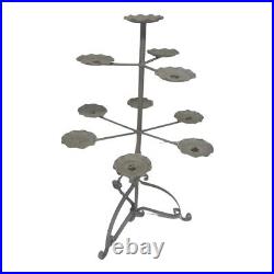 Vintage 1950s Wrought Iron 10-Pot Plant Stand Grey Metal Garden Planter Stand