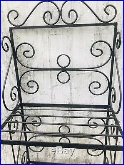 Vintage 3 Shelve Wrought Iron Bakers Rack/Plant Stand H-57 W-17D-10 1/2