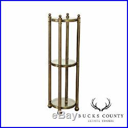 Vintage 3 Tier Brass Finished Plant Stand, Round Glass Shelves