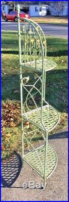 Vintage 3 Tier Corner Plant Stand Free Standing Folding Iron Floral Tole 55