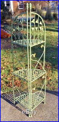 Vintage 3 Tier Corner Plant Stand Free Standing Folding Iron Floral Tole 55