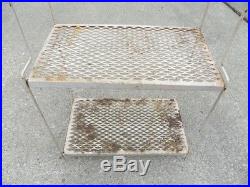 Vintage 3 Tier Metal Mesh Shelf, Plant Stand Wire Rack, Shelves, Painted, Folds