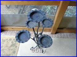 Vintage 50's Wrought Iron 5 Plant Holders Tiered Plant Stand Curled Black Metal