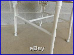 Vintage 5 Piece Faux Bamboo Painted Wrought Iron Patio Set Table 4 Chairs