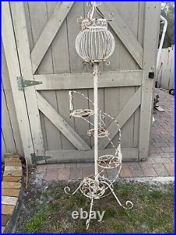 Vintage 60's Mid Century Wrought Iron Twisted Metal Spiral Plant Flower Stand