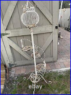 Vintage 60's Mid Century Wrought Iron Twisted Metal Spiral Plant Flower Stand