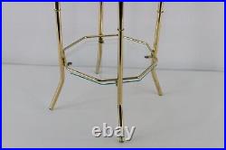 Vintage 70s Mid Century Modern MCM 3 Tier Metal Glass Plant Stand Holder Gold