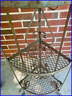 Vintage Antique Iron Plant Stand 3 Tier Scroll Rusty 40