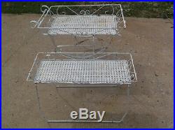Vintage / Antique Wrought Iron Metal Tea Cart / Tray Plant Stand Big wheels
