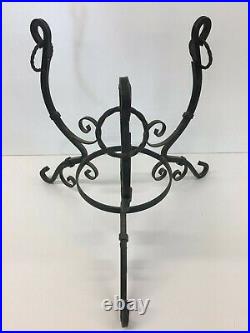 Vintage Asian Brass Top & Wrought Iron Base Plant Stand