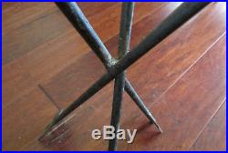Vintage Black Wrought Iron Metal Crossed Arrows Table Plant Stand Base 19 Tall