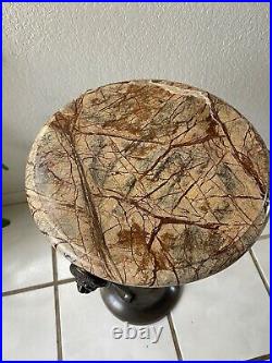 Vintage Bombay Company Stone Marble Top Pedestal Lions Plant Stand End Table