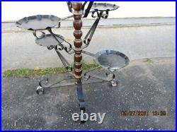 Vintage Brown Swivel Wood and Metal Plant Stand holds 9 plants